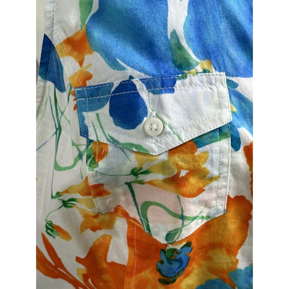 Jones‎ New York Sport Petite PL Sleeveless Floral Blouse Two Front Pockets - Picture 4 of 16